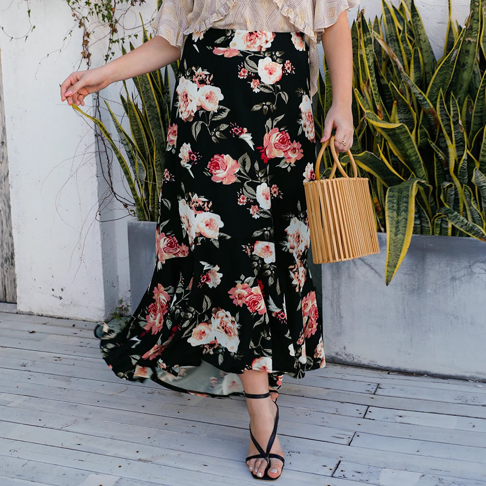 Saia Floral Plus Size Estilo Verão - Vilumagazine