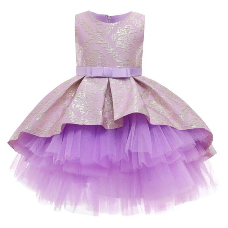 Vestido Infantil Para Festa com Flores e Tule Roxo - Vilumagazine