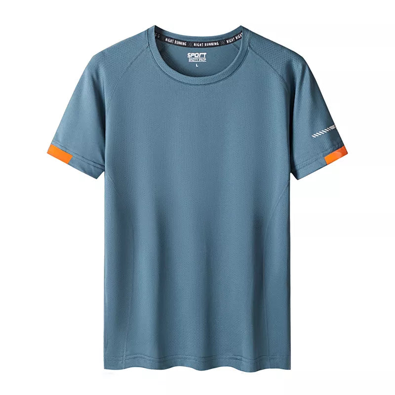 Camiseta Esportiva de Secagem Rápida Masculina Plus Size - Azul - Vilumagazine