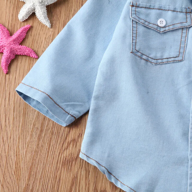 Camisa Jeans Infantil Menino Manga Longa - Vilumagazine