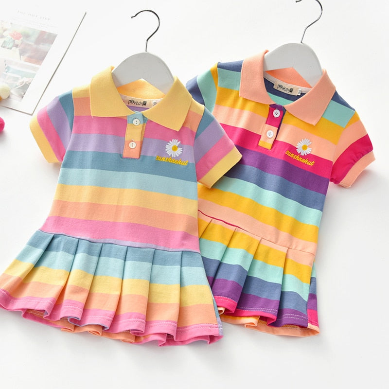 Vestido Infantil Arco-Íris Listrado - Vilumagazine