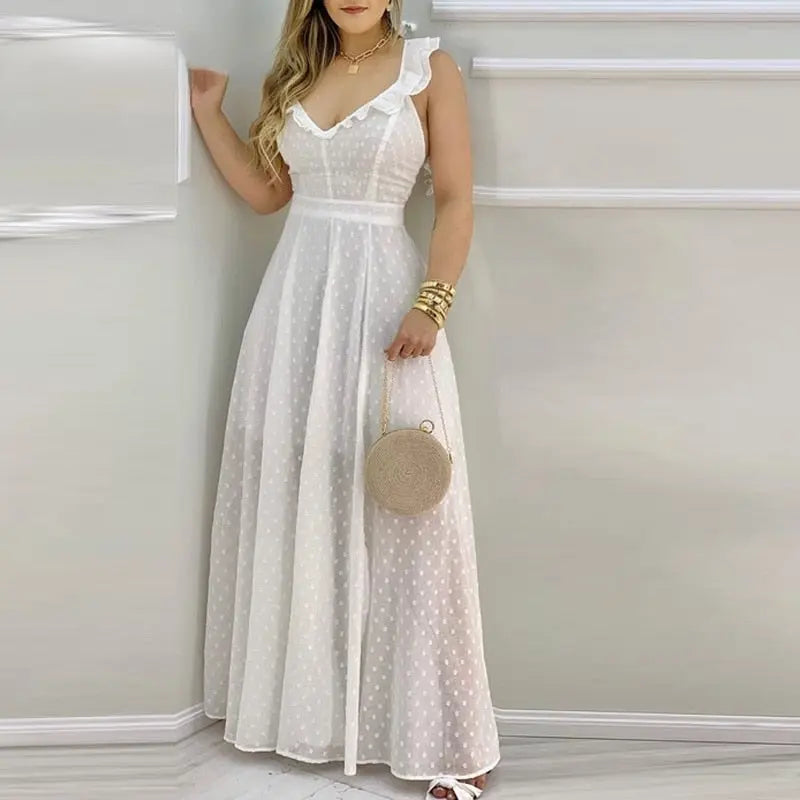 Vestido Leve de Malha Saia Longa Branco - Vilumagazine