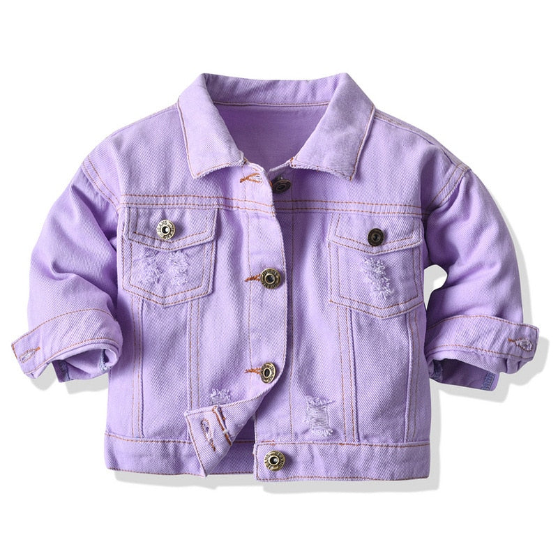 Jaqueta Jeans Infantil Meninas Roxa - Vilumagazine