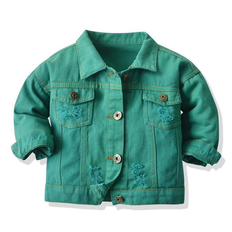 Jaqueta Jeans Infantil Meninas Verde - Vilumagazine