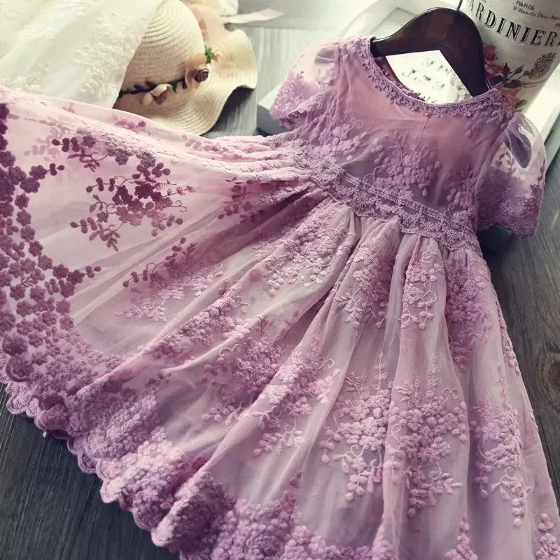 Vestido Flores de Verão Para Meninas Roxo - Vilumagazine