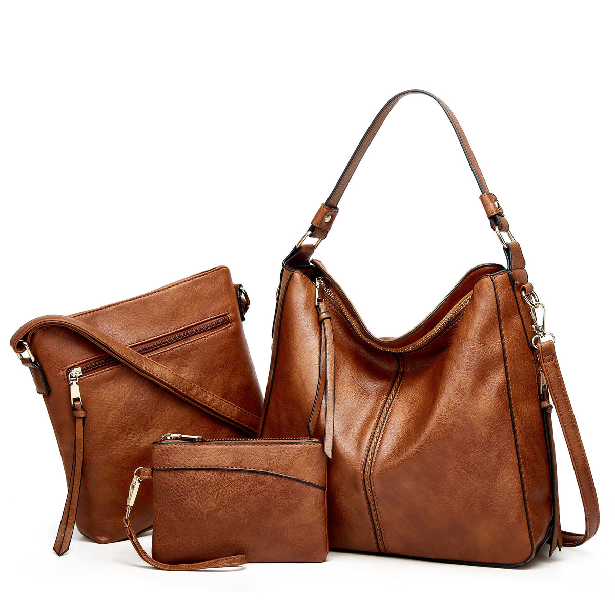 Conjunto de 3 Bolsas Femininas Caramelo - Vilumagazine