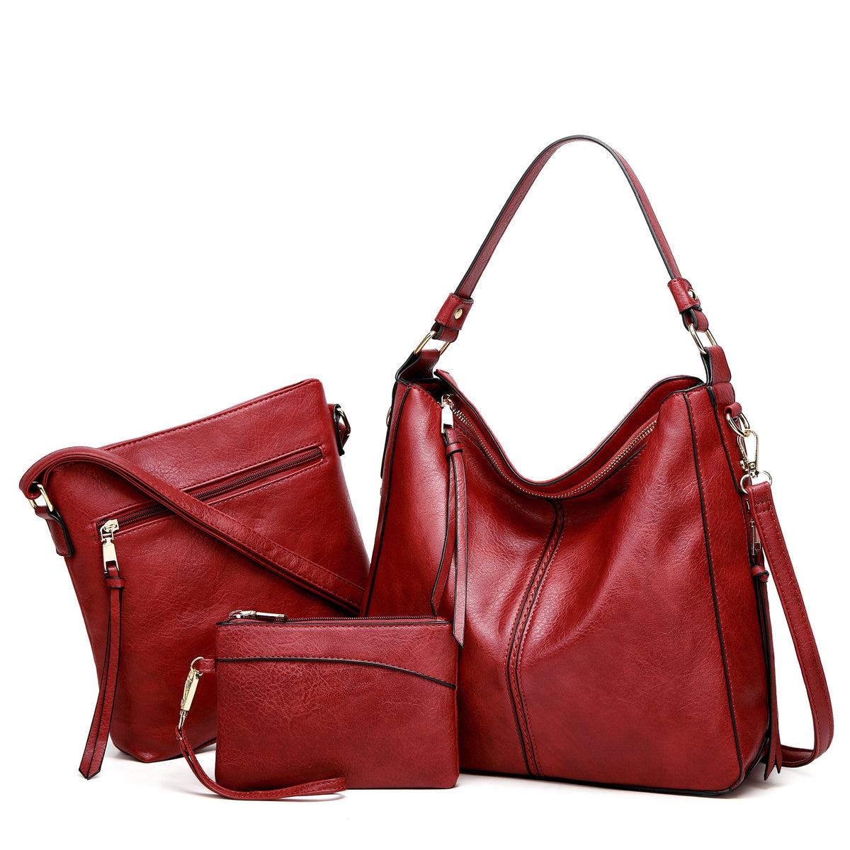 Conjunto de 3 Bolsas Femininas Vermelho- Vilumagazine