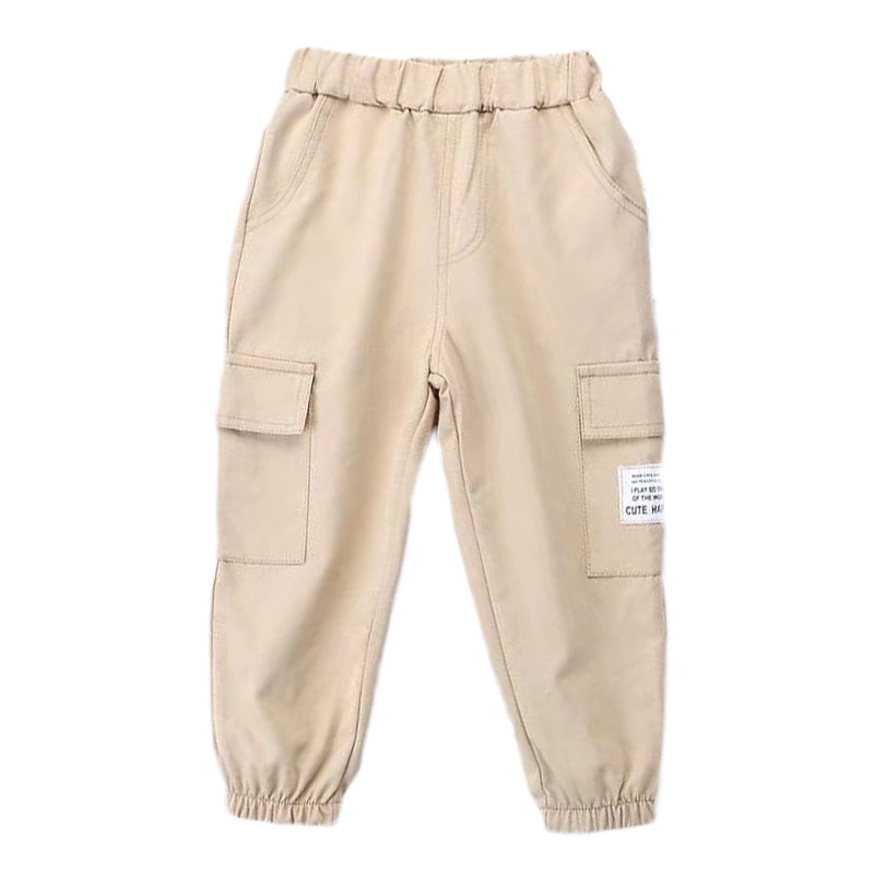 Calça de Algodão com Bolso Lateral Infantil - Cáqui -Vilumagazine