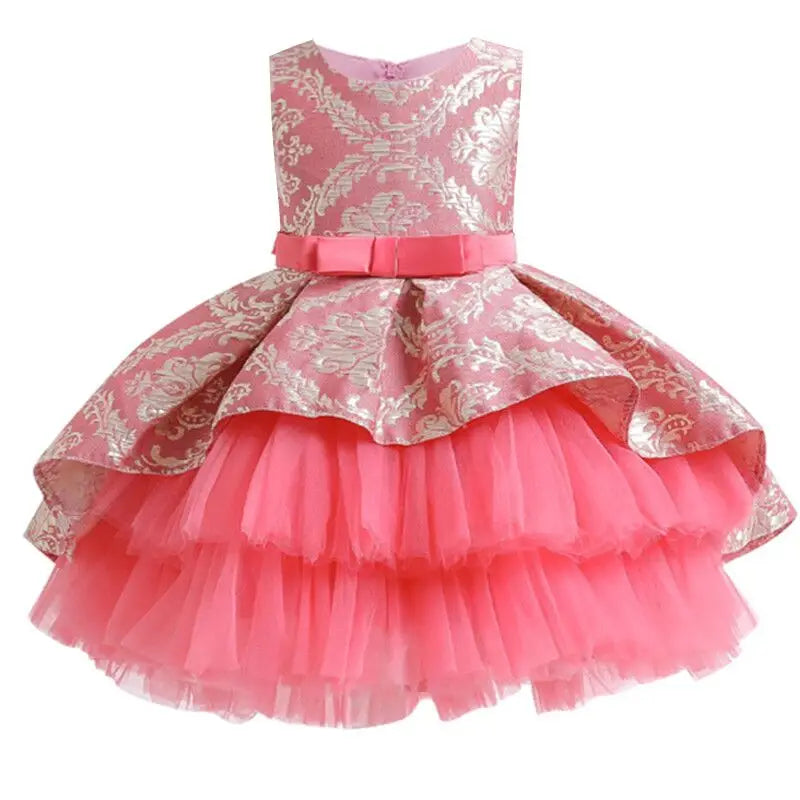 Vestido Infantil Para Festa com Flores e Tule Melancia - Vilumagazine