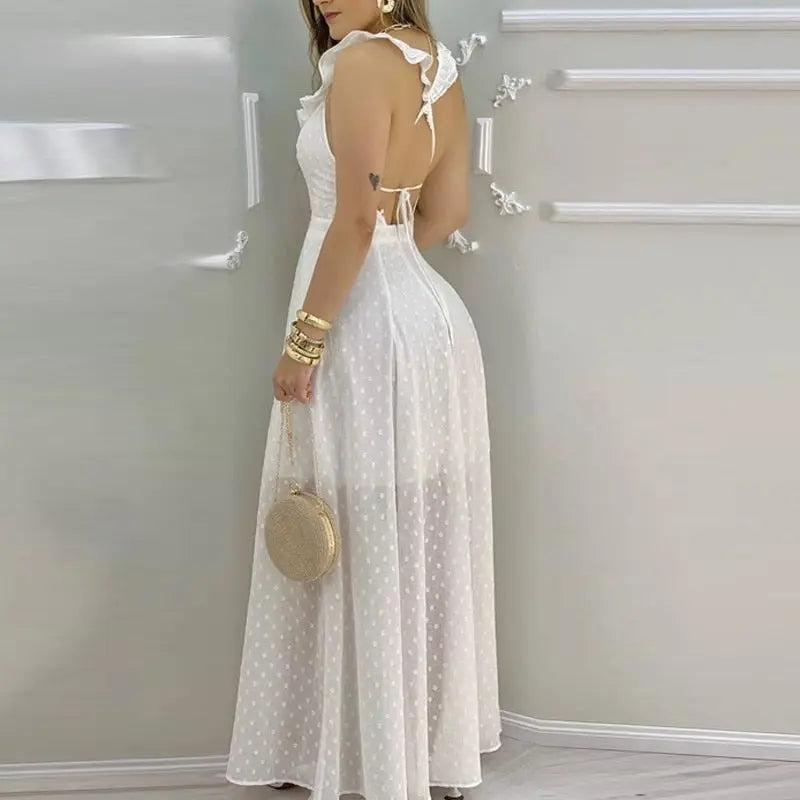 Vestido Leve de Malha Saia Longa Branco - Vilumagazine