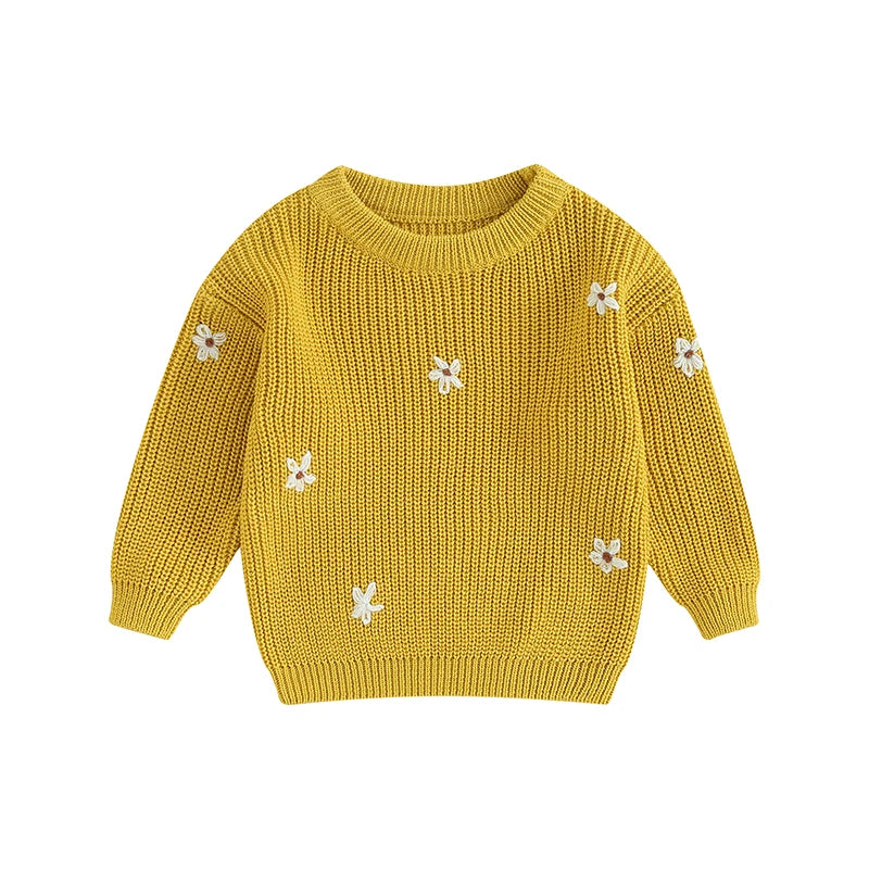 Suéter Infantil de Inverno com Estampa de Flores Amarelo - Vilumagazine