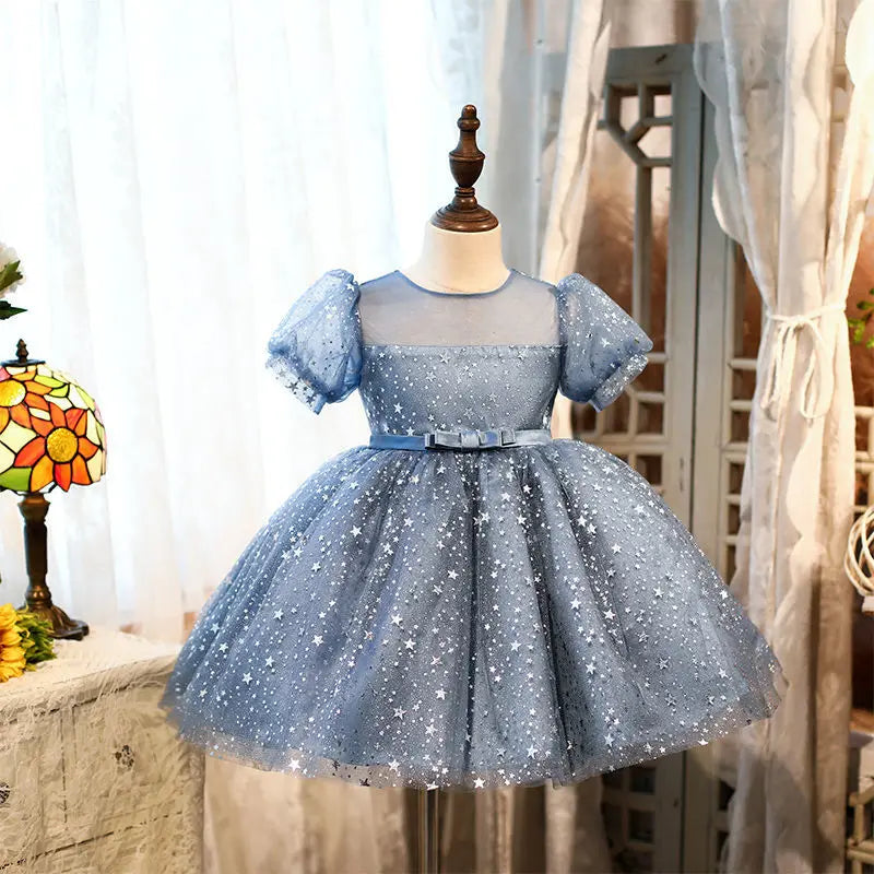 Vestido de Princesa Infantil Lantejoulas Estreladas- Vilumagazine