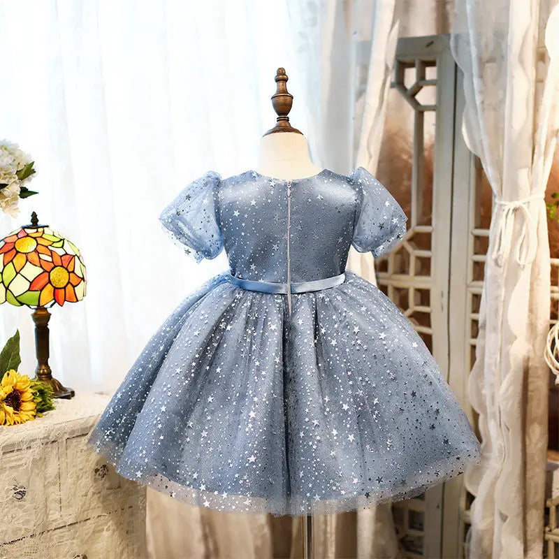 Vestido de Princesa Infantil Lantejoulas Estreladas - Vilumagazine