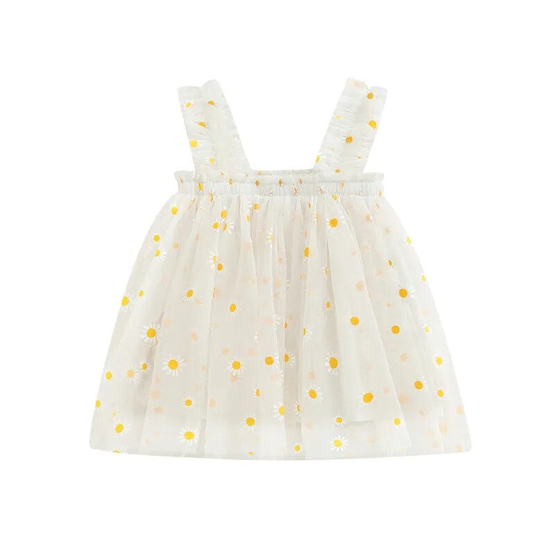 Vestido Infantil Tutu Floral Sem Mangas Branco - Vilumagazine