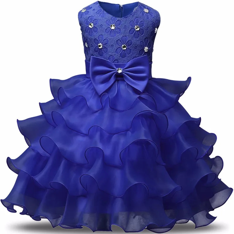 Vestido Infantil de Festa Babados Azul - Vilumagazine