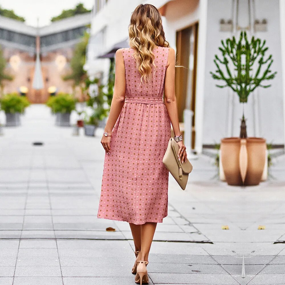 Vestido Casual Verão Boêmio Rosa - Vilumagazine