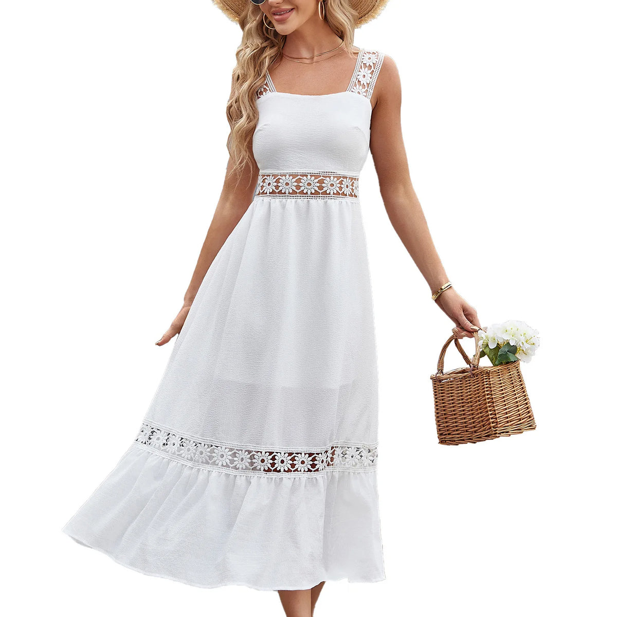 Vestido Alça Boho Branco - Vilumagazine