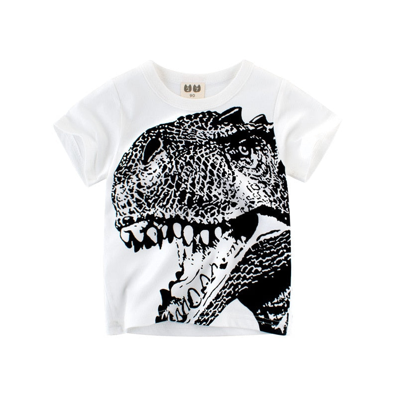 Camiseta Infantil 3D Branco Dino- Vilumagazine