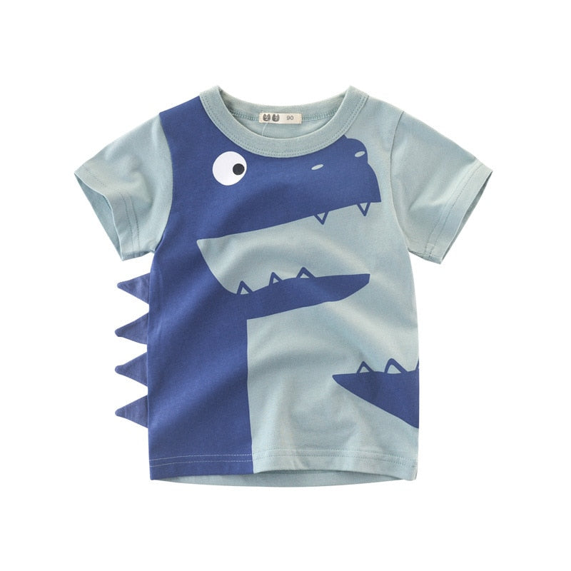 Camiseta Infantil 3D Azul Dino- Vilumagazine