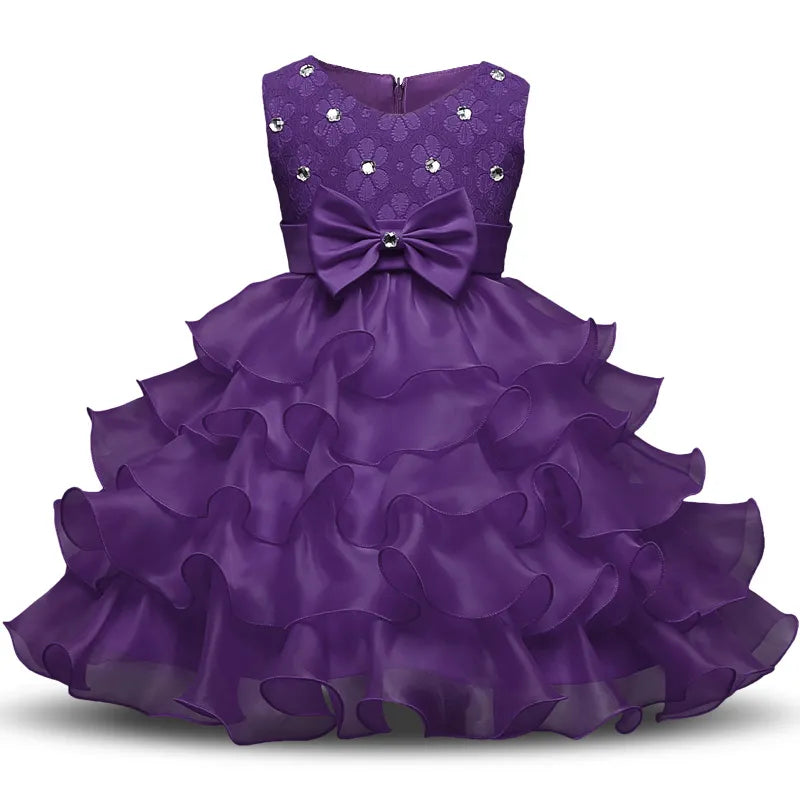 Vestido Infantil de Festa Babados Roxo - Vilumagazine