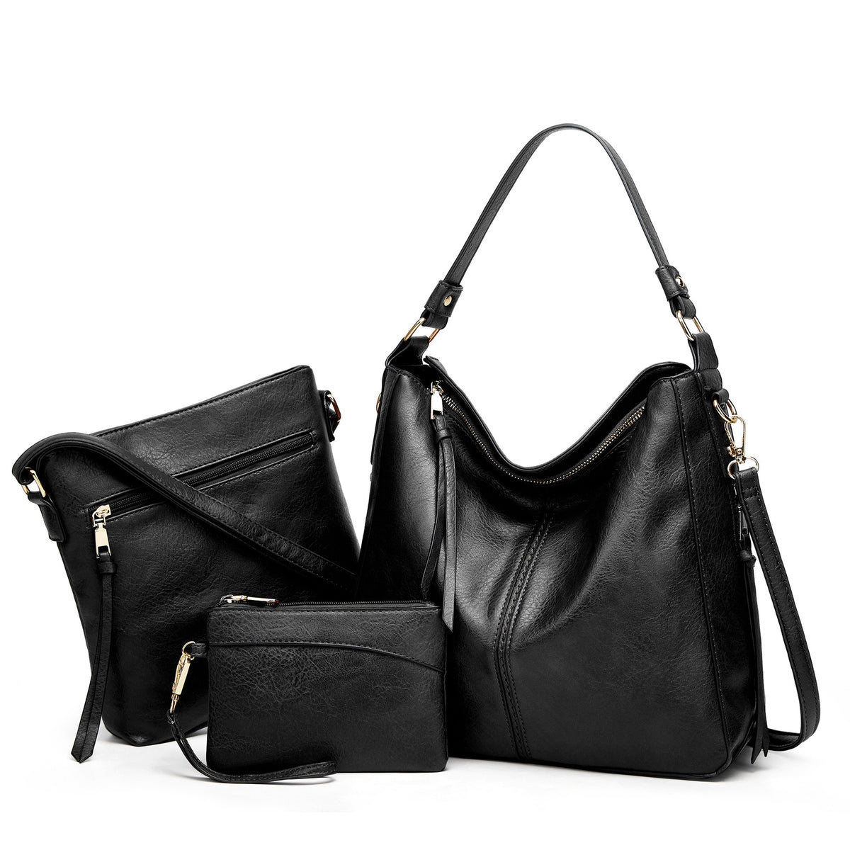 Conjunto de 3 Bolsas Femininas Preta- Vilumagazine