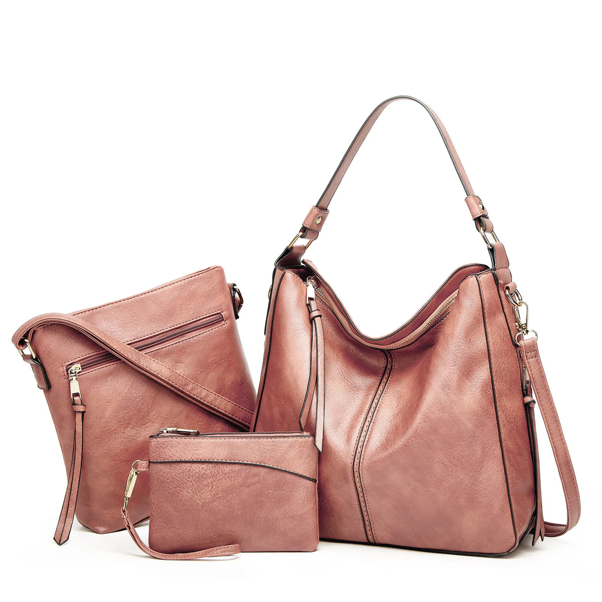 Conjunto de 3 Bolsas Femininas Rosa- Vilumagazine