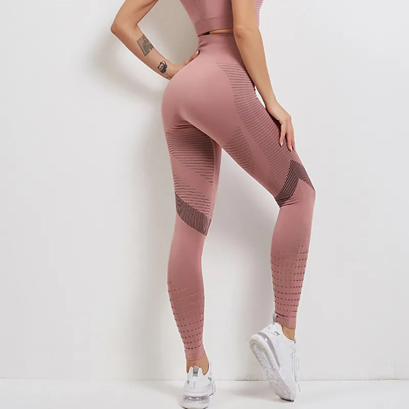 Calça Legging Esportiva de Cintura Alta sem Costura - Rosa - Vilumagazine