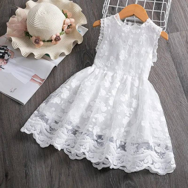 Vestido Infantil com Renda Floral Branco - Vilumagazine