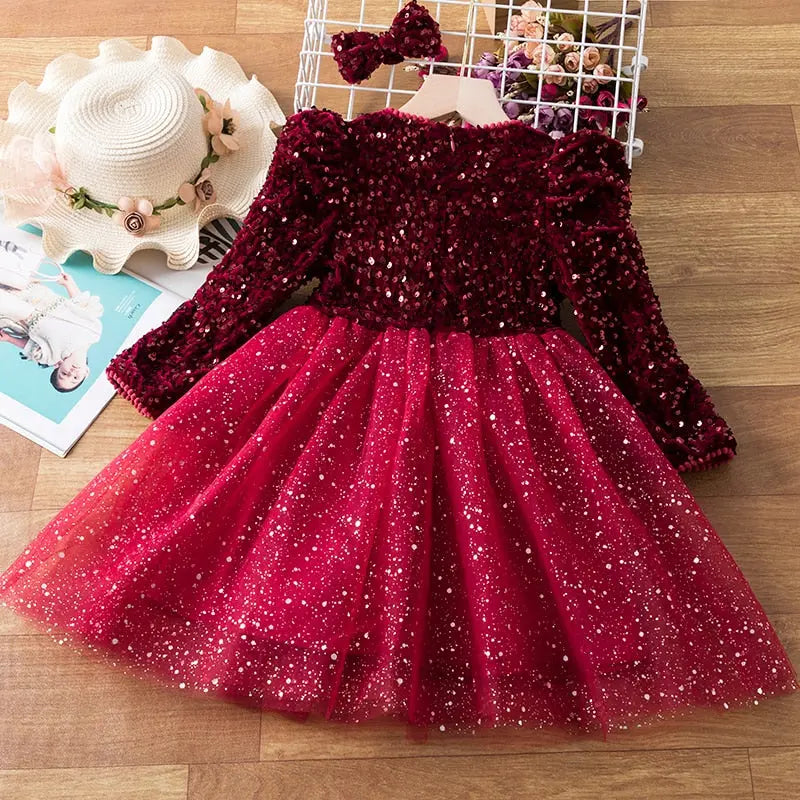 Vestido de Festa Infantil Lantejoulas Vermelho - Vilumagazine