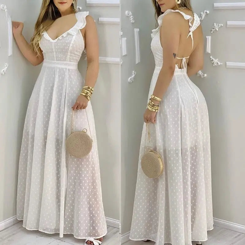 Vestido Leve de Malha Saia Longa Branco - Vilumagazine